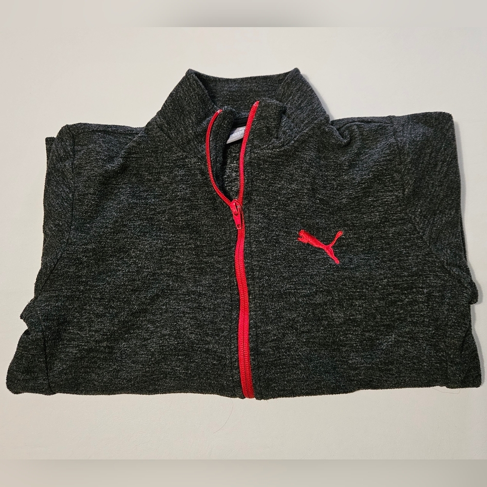 Puma Black Zip-Up Jacket with Red Logo